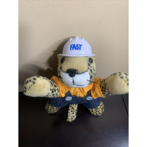 FAST Hard Hat Cheetah Leopard Plush Stuffed Animal Toy 8.25" Laying Flat - Picture 3 of 7
